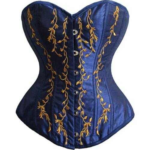 Sexy Womens Spiral Steel Boned Waist Training Corset Bustiers Embroidery Lingerie Corselet Punk Modeling Gothic Korset