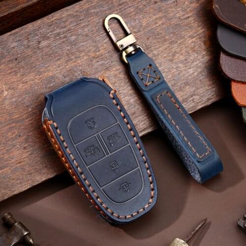 Leather Car Key Case Key Cover for Hyundai Sonata Tucson Solaris i30 Grand Stare 2019 2020 2021 MPV Remote keyless