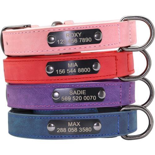 Custom Leather Dog Collar Personalized Small Dogs Collar Engraved Cat Pet Small Medium Large Dogs Collars for Pitbull Chihuahua
