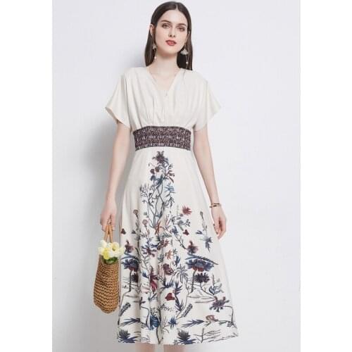 WTIANYUW 2021 Summer Designer Runway Floral A Line Midi Long Party Dresses High Waist Summer Fashion Vintage Elbise Clothes Traf