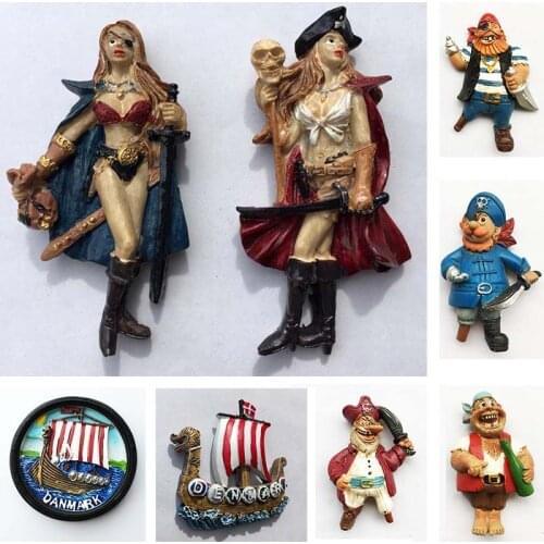 Northern Denmark Fridge Magnets Tourist Souvenirs The Vikings Danish Pirate Ship Magnetic Refrigerator Stickers Decoration Gifts