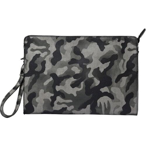 Men Big Size Fashion Camouflage Pu Leather Clutch Bag with Shoulder Strap High Quality Envelope Hang Bag Zipper Leather Bag 2021