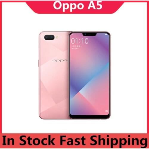 Original Oppo A5 4G LTE Mobile Phone Snapdragon 450 Octa Core Android 8.1 6.2" 2340x1080 4GB RAM 64GB ROM 13.0MP Dual Sim