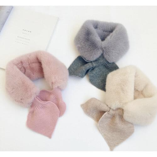 2020 Autumn Winter New Arrival Baby Girls Fashion Warm Fleece Scarf Korean Design Patchwork Scarfs