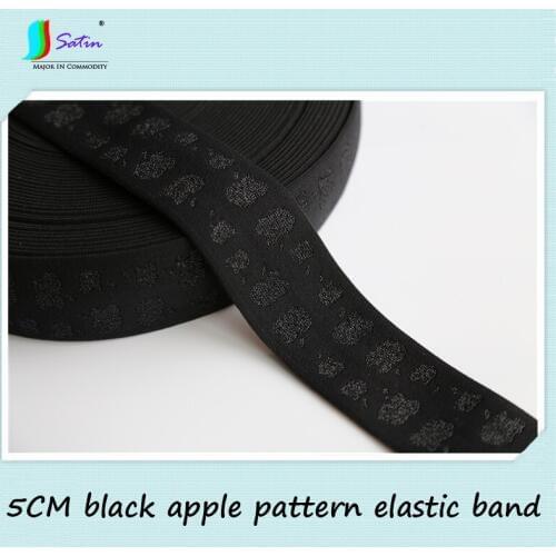 Width 5CM Black Jacquard Apple Pattern Elastic Band Sewing Clothes Dress Underwear DIY Accessories Elastic Bands A0401F
