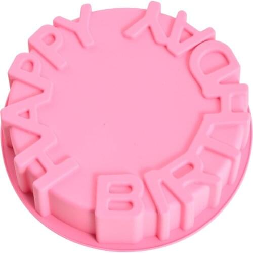 Happy Birthday Silicone Baking Pan Non-stick Round Cake Chocolate Mold Cheese Bread Cake Decorating Tools Kitchen Gadgets