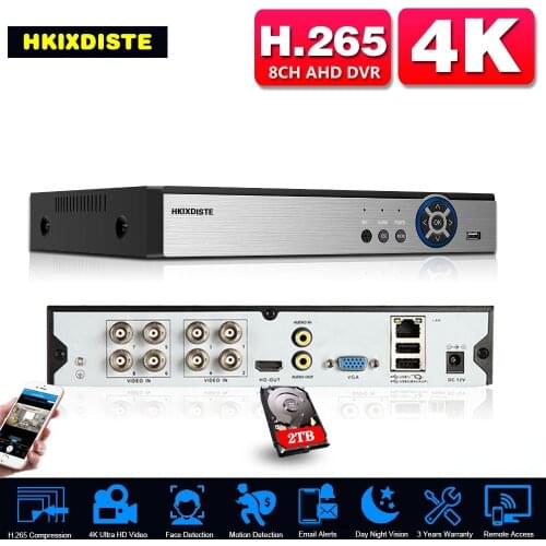 8 Channel 4K CCTV AHD DVR Recorder Face Detection 6 in 1 8CH Hybrid DVR NVR System 8MP XMEYE Digital Video Surveillance Recorder