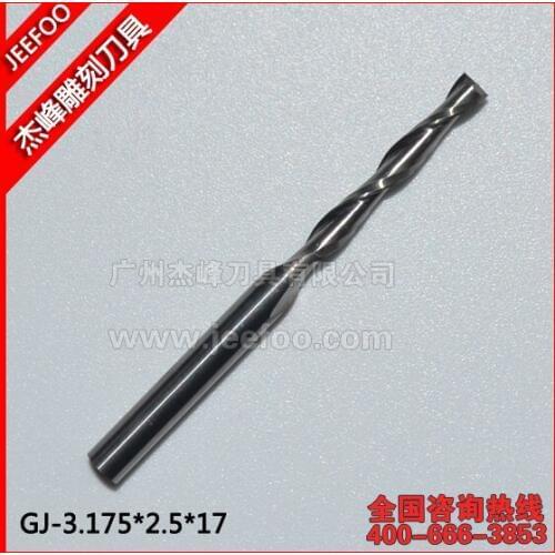 3.175*2.5*17mm Two Flutes Carbide Mill Spiral Cutter Wood CNC Router Bits Cutting Tools for CNC Machine Engraving