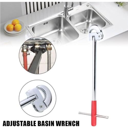 12Inch Portable Manual Sink Bathtub Faucet Telescopic Wrench Basin Wrench Household T-shaped Adjustable Repair Tool