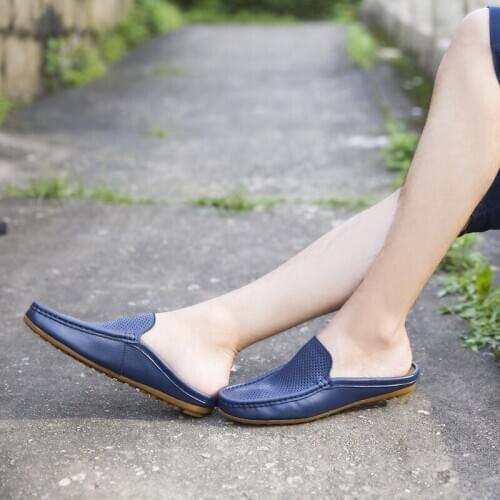 Genuine Leather Slippers Men Shoes Loafers Mules Fashion Beach Shoes Men Slides Sandals Home Slippers Zapatos Hombre Plus Size