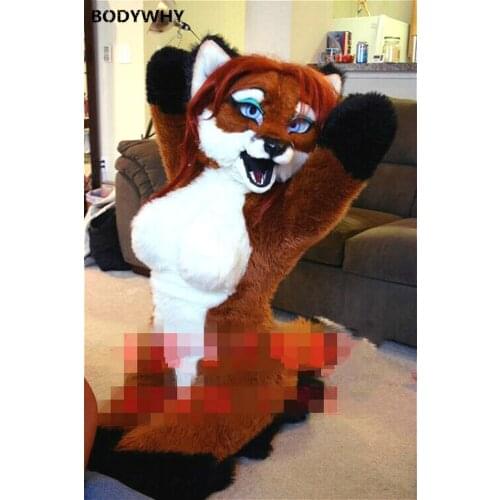 Halloween Outdoor Party Fox Dog Fursuit Furry Mascot Costume Cosplay Party Dress Outfits Carnival Adult Women Female Advertising