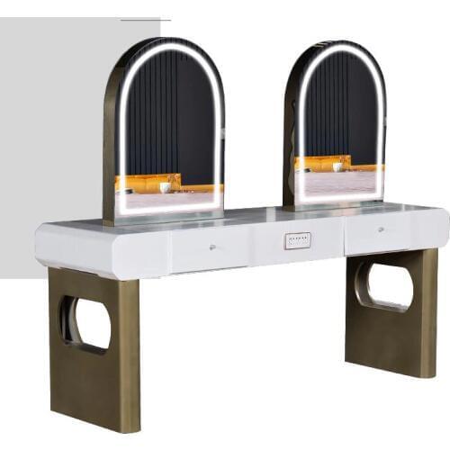 Beauty shop mirror web celebrity with lighting shadow building makeup mirror European integrated barber shop mirror hair salon d