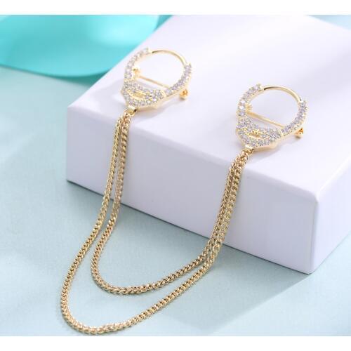 Punk Zircon Handcuffs Brooches For Women Retro New Copper Tassel Brooch Pins Hiphop Party Fashion Clothing Jewelry 2020