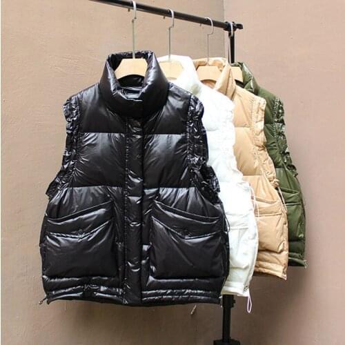 Autumn Winter Women Short White Duck Down Vest Female Loose Soft Warm Zipper Sleeveless Coat Big Size Good Quanlity Waistcoat