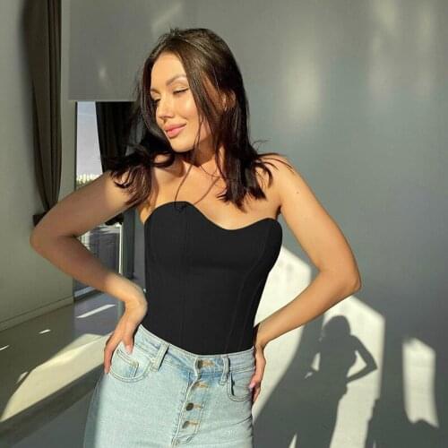 Womens Crop Top Summer Corset Tank Sexy Vintage Fashion Tube Top Solid Color Vest Camisole Underwear Short Clothes Lady Bustier