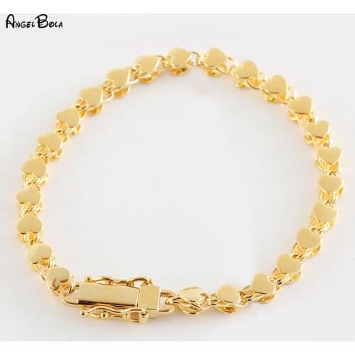 Golden Peach Heart Smooth Face Girl Fashion Sweet Bracelet Muslim Islamic Luxury Jewelry A Variety of Sizes To Choose From