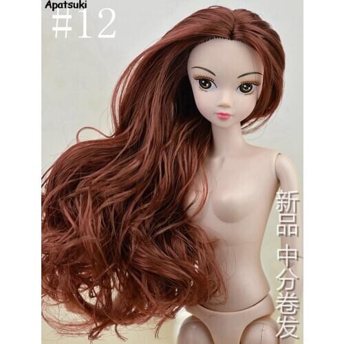 1/6 Doll Body + Head with Long Hair Doll Accessories for 1:6 BJD Doll 12 Jointed Moveable Naked Body for 11.5" Doll Kid Girl Toy