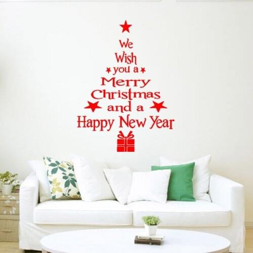 1 Pc Merry Christmas Tree Snowman Christmas New Year Shop Window Wall Sticker White Red Christmas Decorations Snowflake Party