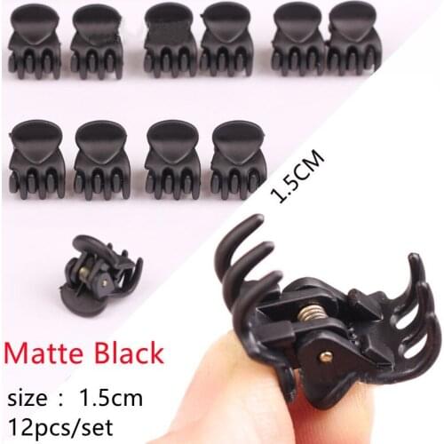 12pcs Plastic Mini Hair Clip Claw Cute Hair Clips Plastic Black Colorful Hairpin Clamp for Ladies Headwear Hair Styling Tools