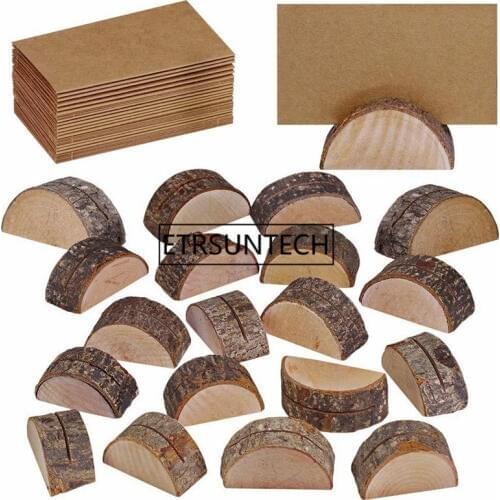 200pcs Wood Card Holder Pile Name Place Card Photo Menu Holder Semicircular Number Clip Stand Party Wedding Decoration