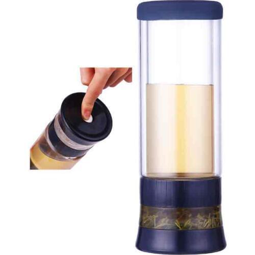 300ML Double Walled Glass Tea Cup Water Bottles Travel Mug with Tea Infuser Tea Cup Tumbler with Bag Adjustable Tea Bottle