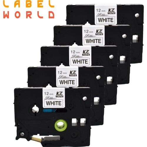 5PACK 12mm Satin Ribbon black on white TZe label tape label ribbon Compatible for brother P-TOUCH label printer tze-R231