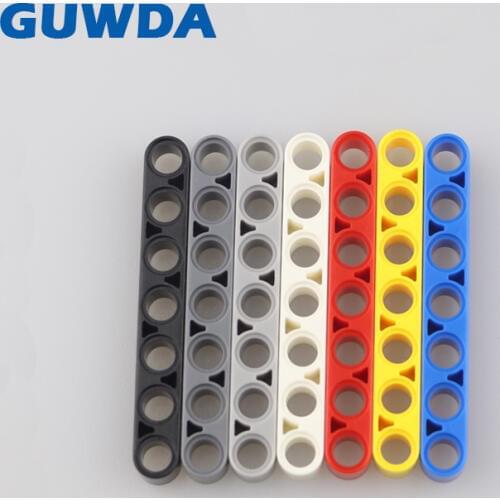 50PCS Technic Liftarm 1x7 Thick Studless Beam Creator Model Accessory Enlighten Toys Compatible LegoING Parts Bulk Bricks 32524