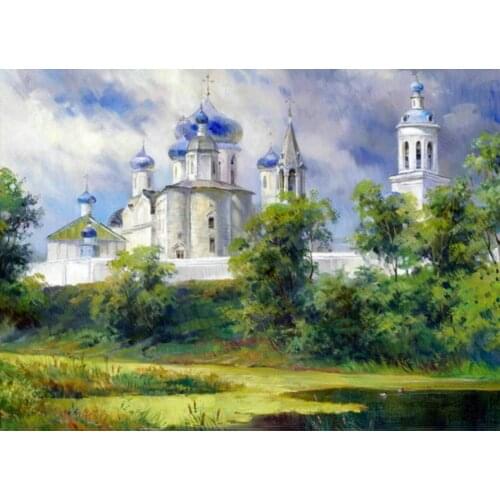 Landscape Full Drill 5D DIY Diamond Painting Church Castle 3D Embroidery Pictures Paste Rhinestones Cross Stitch Art Decor DF548