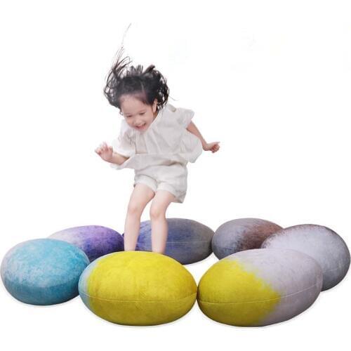 7pcs colorful personality plush pillow rainbow cobblestone cushion stone shape seat childen plush toy creative home decoration