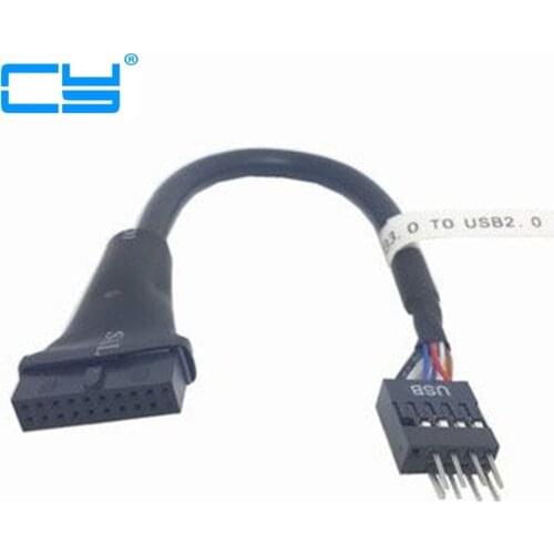 USB 2.0 9pin Header Male to Motherboard USB 3.0 20pin Housing Female Cable 15cm