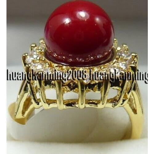 A Noblest Red Coral ring size 7 8 9 H05