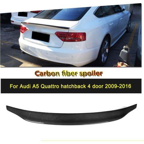 Car Style Carbon Fiber / FRP Rear Trunk Lip Spoiler Wing for Audi A5 Hatchback 4-Door 2009 - 2016