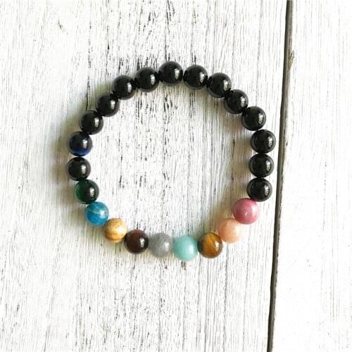 Multi Energy Crystals Bracelet Colorful Natural Beads Bracelet Healing Yoga Mala Bracelet Wrist Mala Jewelry Best Gift For Frie