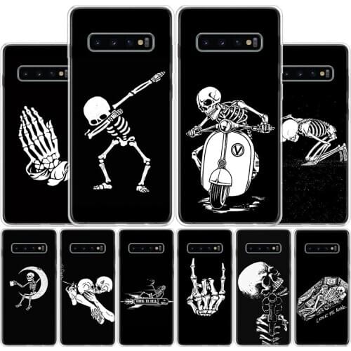Spooky Skull Funny Dance Skeleton Cover Phone Case For Samsung Galaxy S10 S20 Ultra Note 10 9 8 S9 S8 Plus Pro Lite S7 S6 J4 J6