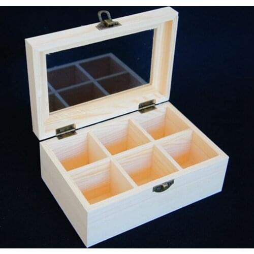 Wooden Tea Caddies Tea Bag Jewelry Organizer Chest Storage Boxes 6/9 Compartments Tea Boxes Sugar Packet Container Wholesale
