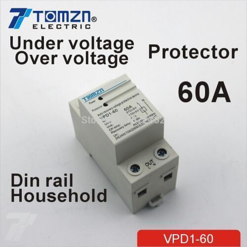 60A 230V Din rail automatic recovery reconnect over voltage and under voltage protective device protector protection relay