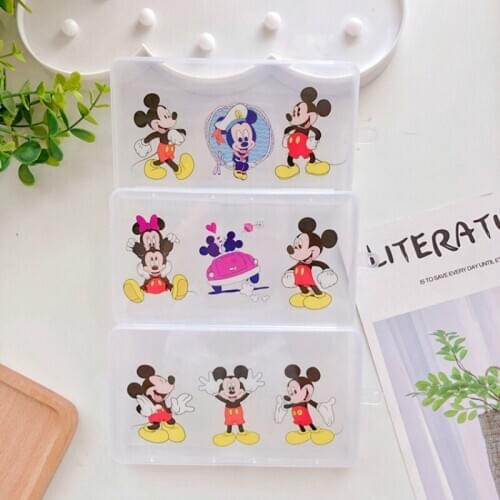 Disney Mickey Minnie Mask Storage Box Stella Stitch Winnie The Pooh Portable Disposable Mask Container Dustproof Hygienic Gift