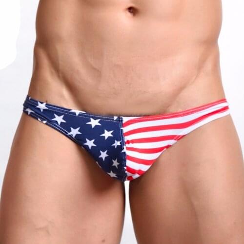 Men Underwear Briefs Sexy American Flag Print Underwear Shorts Bulge Pouch Underpant Sexy Gay Men Underwear Ropa Interior Hombre