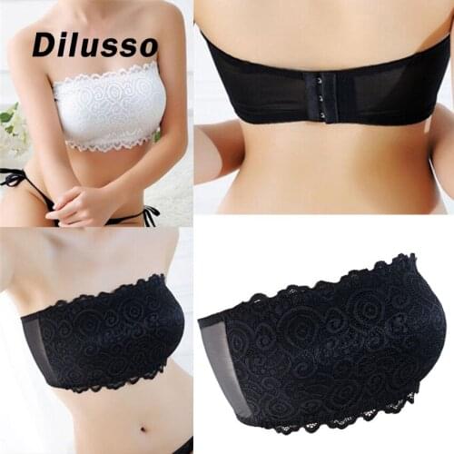 Womens Sexy Strapless Crop Top Bra Bandeau Boob Tube Lace Casual Crop Boob Tube Top 2021 Hot Sale