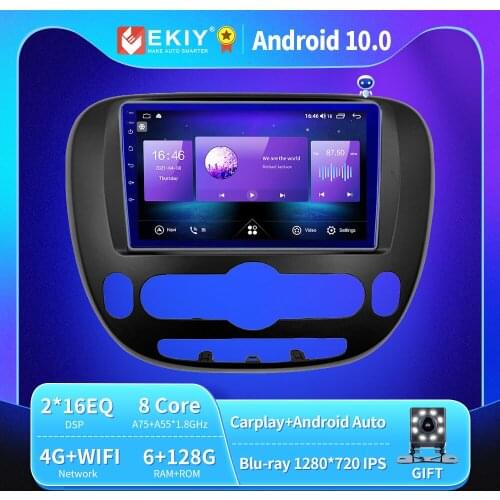 EKIY Android 10 Car Radio For Kia Soul 2 PS 2013-2019 Autoradio Blu-ray 1280*720 IPS/QLED Multimedia Video Player Navi GPS 2din