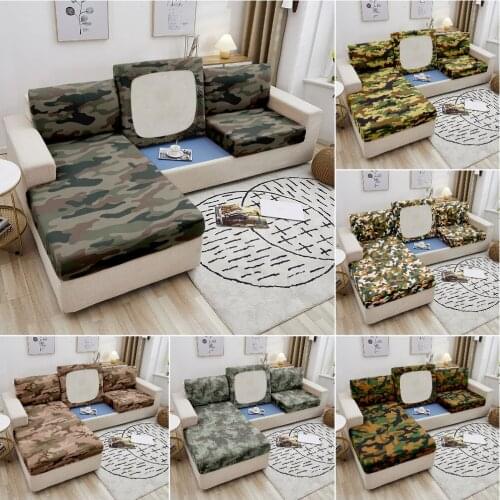 Camouflage Pattern Elastic Sofa Seat Cushion Cover Sofa Protector Solid Stretch Sofa Slipcover Sectional Couch Cover Home Decor