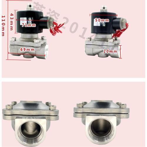 2 way stainless steel Electric Solenoid Valve 1/4&quot 3/8&quot 1/2&quot 3/4&quot 1&quot 1-1/4&quot AC220V DC12V DC24V normally