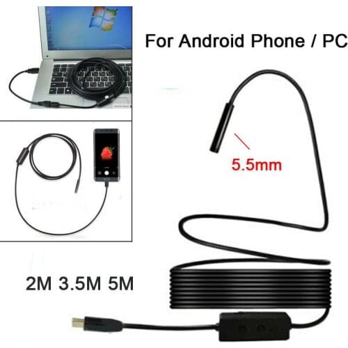 HD USB Android Camera Endoscope IP67 2m 5m Micro Inspection Video Camera Snake Borescope Tube 5.5mm USB Endoscope for Android