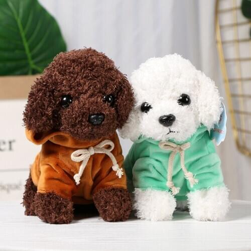 20/25 cm Simulation Dressing Poodle Dog Plush Toys Cute Animal Suffed Doll for Christmas Gift