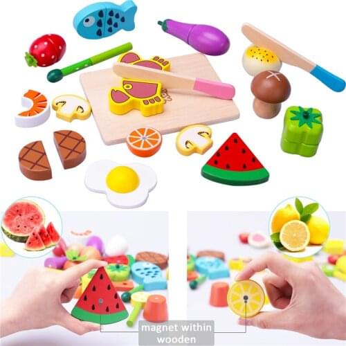 DIY Cute Wooden Cutting Fruit Vegetable Pretend Play Toy Set Kitchen Food Cook Cosplay Girls Children Kid Educational Toy Gifts