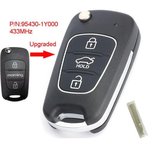 Keyecu Upgraded Remote Control Fob 3 Button 433MHz ID46 Chip for KIA Picanto Morning 2011-2012 P/N: 95430-1Y100 Car Key