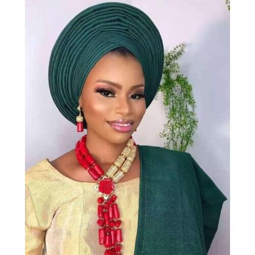 African Nigerian Wedding Red Coral Beads Jewelry Set Double Layer Coral Bib Statement Necklace Set Bride Gift CNR005