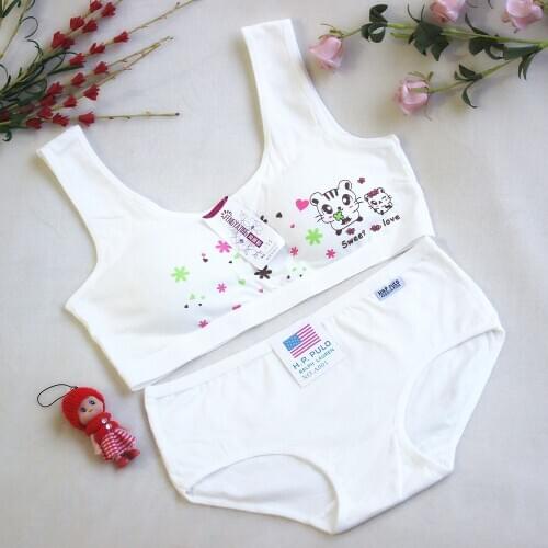 Youth Development Primary and Secondary School Children Pure Cotton Couple Tiger No Steel Ring Vest Girl Underwear Underwear Set