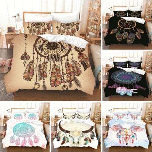 Hot style 3D digital Bohemia printing Polyester bedding set 1 duvet cover + 1/2 pillowcases bed in a bag US/EU/AUsize