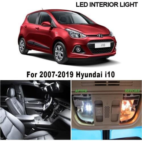 8pcs Canbus Car LED Interior Dome Map Reading Light Kit For Hyundai i10 Grand i10 MK1 MK2 PA BA IA 2007-2019 License Plate Lamp